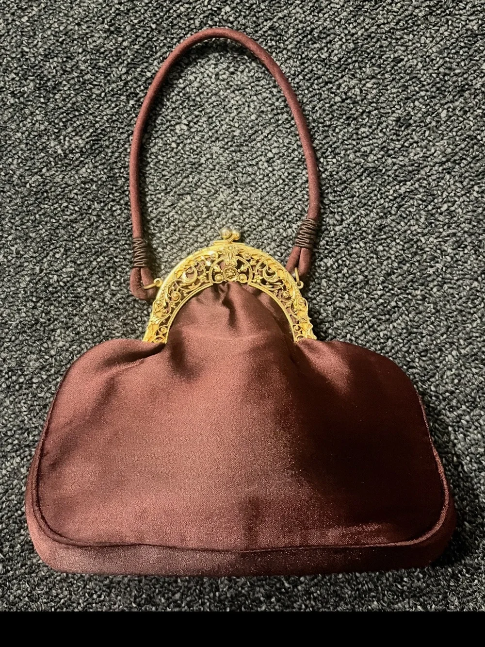 Vintage Rosenfeld Kiss-Lock Top-Handle Evening Bag Dark Cherry